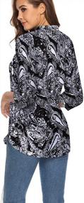img 1 attached to Women'S 3/4 Sleeve Floral V Neck Tops Tunic Blouse Loose Shirt Casual Summer Style 008