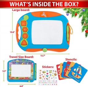 img 3 attached to Chuchik Large Magnetic Drawing Board And Travel Size Doodle Board Set For Kids And Toddlers In Orange-Blue. Perfect For Drawing And Writing Practice. Ideal For Ages 1-3.