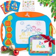 chuchik large magnetic drawing board and travel size doodle board set for kids and toddlers in orange-blue. perfect for drawing and writing practice. ideal for ages 1-3. логотип