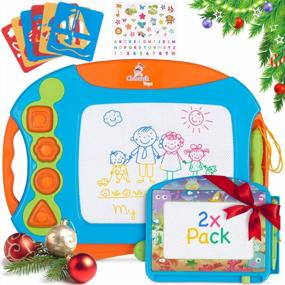 img 4 attached to Chuchik Large Magnetic Drawing Board And Travel Size Doodle Board Set For Kids And Toddlers In Orange-Blue. Perfect For Drawing And Writing Practice. Ideal For Ages 1-3.