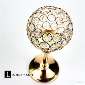 img 1 attached to 🕯️ Lindlemann Tall Crystal Candle Holders - Set of 2, Candle Snuffer Included - Ornate Table Centerpieces - Suitable for Candlesticks, Tealight, Votive, and Flameless Candles [Gold, 15 + 13 inches]