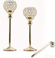 🕯️ lindlemann tall crystal candle holders - set of 2, candle snuffer included - ornate table centerpieces - suitable for candlesticks, tealight, votive, and flameless candles [gold, 15 + 13 inches] logo