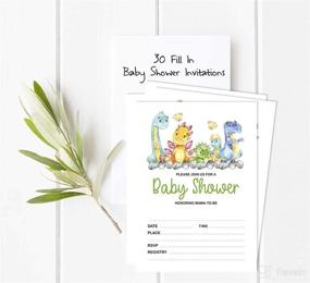 img 3 attached to 🦕 Inkdotpot 30 Dinosaur Baby Shower Invitation Cards - Jungle Animals Fill-in-the-Blank Invites