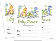 🦕 inkdotpot 30 dinosaur baby shower invitation cards - jungle animals fill-in-the-blank invites logo