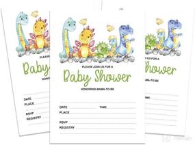 img 4 attached to 🦕 Inkdotpot 30 Dinosaur Baby Shower Invitation Cards - Jungle Animals Fill-in-the-Blank Invites