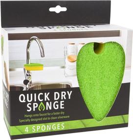 img 2 attached to 🍃 Efficient Odor Resistant Quick-Dry Sponge with Faucet Hanging, Leaf Design - 8 Pack by Evriholder