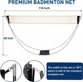 img 2 attached to HIRALIY Complete Badminton Set, Badminton Rackets Set Of 4 For Outdoor Backyard Games, Includes 1 Portable Badminton Net, 4 Rackets, 12 Plastic Shuttlecocks, 4 Replacement Grip Tapes And 1 Carry Bag