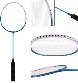 img 1 attached to HIRALIY Complete Badminton Set, Badminton Rackets Set Of 4 For Outdoor Backyard Games, Includes 1 Portable Badminton Net, 4 Rackets, 12 Plastic Shuttlecocks, 4 Replacement Grip Tapes And 1 Carry Bag