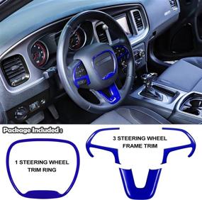 img 3 attached to LAIKOU ABS Steering Wheel Cover Trim Interior Accessories for Dodge Challenger Charger, Durango, and Jeep Grand Cherokee SRT8 - 4PCs, Blue (2014-2021)