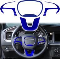 laikou abs steering wheel cover trim interior accessories for dodge challenger charger, durango, and jeep grand cherokee srt8 - 4pcs, blue (2014-2021) логотип