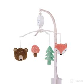 img 3 attached to 🐻 NoJo Nursery Crib Musical Mobile - Retro Happy Camper Forest Theme with Bear, Fox, Mushroom, Pine Tree - Orange, Brown, Green