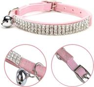 🐱 chukchi soft velvet safe cat adjustable collar: bling diamante with bells, 11 inch for small dogs and cats (pink) - stylish and secure pet accessory! logo