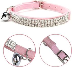 img 3 attached to 🐱 CHUKCHI Soft Velvet Safe Cat Adjustable Collar: Bling Diamante with Bells, 11 inch for Small Dogs and Cats (Pink) - Stylish and Secure Pet Accessory!