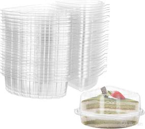 img 4 attached to Hedume 50 Pack Hinged Plastic Pie, Cake Slice, Cheesecake Container (7x5.5x3.5), BPA-Free Clear Individual Cake Box for Small Pies and Cakes, Wedding, Party