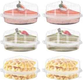 img 3 attached to Hedume 50 Pack Hinged Plastic Pie, Cake Slice, Cheesecake Container (7x5.5x3.5), BPA-Free Clear Individual Cake Box for Small Pies and Cakes, Wedding, Party