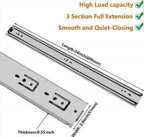img 3 attached to Сверхмощные 24-дюймовые направляющие для выдвижных ящиков с грузоподъемностью 150 фунтов и шарикоподшипниками полного выдвижения - идеально подходят для кузовов грузовиков и организации дома