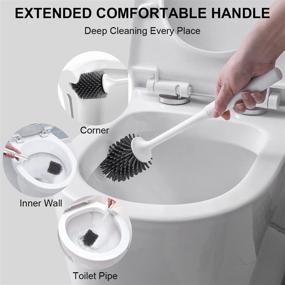 img 1 attached to 🚽 BECKYRE Silicone Toilet Brush with Ventilated Drying Holder and 2 Cleaning Brushes - Floor Standing and Wall Mounted Toilet Bowl Brush Set with Anti-Slip Grip Handle - Punch Free Installation