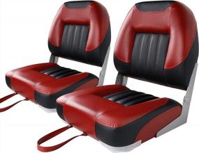 img 4 attached to XGEAR Deluxe Low/High Back Boat Seat, Fold-Down Fishing Boat Seat