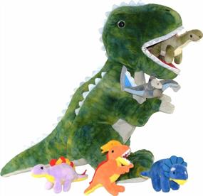 img 4 attached to DreamsBe Plush T-Rex Stuffed Animal With Zippered Pocket And 5 Little Dinosaurs - Dinosaur Gift For Boys & Girls, Ideal For Boys Ages 3-9 Years Old