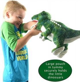 img 3 attached to DreamsBe Plush T-Rex Stuffed Animal With Zippered Pocket And 5 Little Dinosaurs - Dinosaur Gift For Boys & Girls, Ideal For Boys Ages 3-9 Years Old