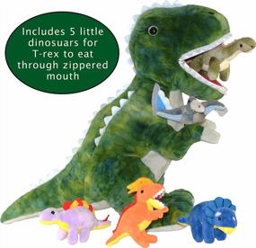 img 1 attached to DreamsBe Plush T-Rex Stuffed Animal With Zippered Pocket And 5 Little Dinosaurs - Dinosaur Gift For Boys & Girls, Ideal For Boys Ages 3-9 Years Old