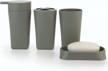 imavo 4-piece gray bathroom accessories set: soap dispenser, soap dish, toothbrush holder, cup tumbler, perfect gift logo