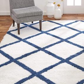 img 4 attached to Elegant Ivory/Navy Trellis Home Dynamix Carmela Katalina Rug, 7'10"X10'2