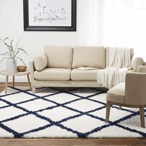 img 3 attached to Elegant Ivory/Navy Trellis Home Dynamix Carmela Katalina Rug, 7'10"X10'2