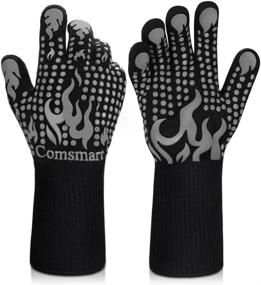 img 4 attached to High-Temperature Resistant Gloves With Non-Slip Silicone Grip, Perfect For BBQ, Baking, And Cooking - Comsmart Kitchen Gloves