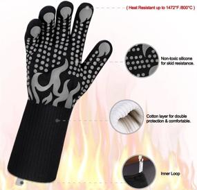 img 3 attached to High-Temperature Resistant Gloves With Non-Slip Silicone Grip, Perfect For BBQ, Baking, And Cooking - Comsmart Kitchen Gloves