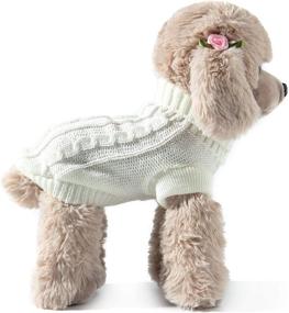 img 3 attached to 🐶 Adorable Small Dog and Cat Classic Sweater in Knitwear Knitted Sweater Clothes - Size 8", White