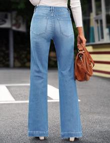 img 2 attached to Women'S High Waisted Flare Jeans: GRAPENT Stretch Denim Wide Leg Baggy Pants