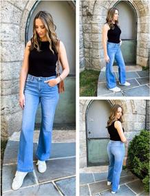 img 1 attached to Women'S High Waisted Flare Jeans: GRAPENT Stretch Denim Wide Leg Baggy Pants