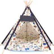 🐾 spacious pet teepee tent by bingopaw with cozy thick cushion - foldable indoor house with writing board for small to medium cats, dogs, and rabbits logo