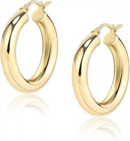 img 4 attached to Shine In Style: Classic Chunky Hoop Earrings With 925 Sterling Silver Post For Women And Girls