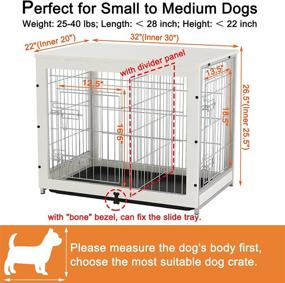 img 3 attached to 🐶 Piskyet Wooden Dog Crate End Table with Slide Tray – Stylish Dog Crate Furniture featuring Double Doors, Wire Wood Kennel Indoor - Detachable Top Cover Pet Crate – Versatile Table Cage for Dogs