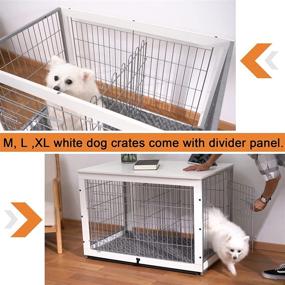 img 1 attached to 🐶 Piskyet Wooden Dog Crate End Table with Slide Tray – Stylish Dog Crate Furniture featuring Double Doors, Wire Wood Kennel Indoor - Detachable Top Cover Pet Crate – Versatile Table Cage for Dogs