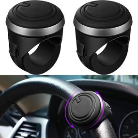 img 4 attached to 🔧 Enhance Control with Steering Wheel Spinner Knobs: 360 Degrees Rotation Suicide Knobs - 2 Pack Set for Car, Truck, Boat – Silicone Surface & Metal Bearings