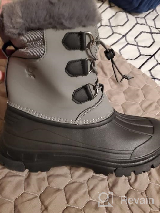 img 1 attached to 👢 Quseek Kids Winter Snow Boots - Waterproof Insulated Fur Warm Non Slip Outdoor Mid Calf Duck Boots for Girls and Boys (Black, Little Kid/Big Kid Size 10-5.5) review by Nigel Morris