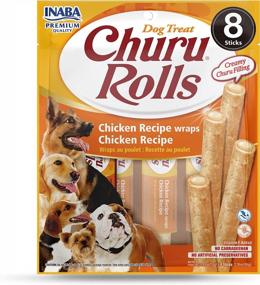 img 2 attached to Grain-Free Dog Treats, INABA Churu Rolls Soft/Chewy Baked Chicken Wrapped Filled Sticks, 0.42 Ounces Each (48 Stick Total – 8 Per Pack), Chicken Recipe