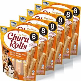 img 4 attached to Grain-Free Dog Treats, INABA Churu Rolls Soft/Chewy Baked Chicken Wrapped Filled Sticks, 0.42 Ounces Each (48 Stick Total – 8 Per Pack), Chicken Recipe