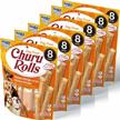 grain-free dog treats, inaba churu rolls soft/chewy baked chicken wrapped filled sticks, 0.42 ounces each (48 stick total – 8 per pack), chicken recipe logo