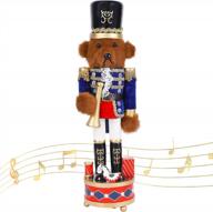 get into the holiday spirit with joliyoou's wooden nutcracker bear trumpeter with music box - perfect for christmas decor! logo