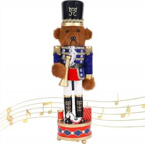img 4 attached to Get Into The Holiday Spirit With Joliyoou'S Wooden Nutcracker Bear Trumpeter With Music Box - Perfect For Christmas Decor!