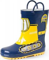 👧 adamumu toddler kids rain boots: fun & waterproof rubber shoes with easy-on handles for boys & girls логотип