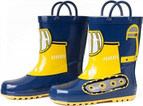 img 2 attached to 👧 ADAMUMU Toddler Kids Rain Boots: Fun & Waterproof Rubber Shoes with Easy-On Handles for Boys & Girls