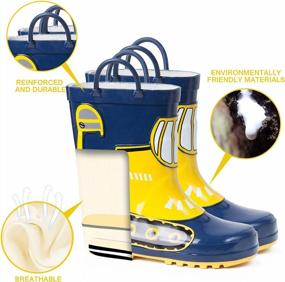 img 1 attached to 👧 ADAMUMU Toddler Kids Rain Boots: Fun & Waterproof Rubber Shoes with Easy-On Handles for Boys & Girls