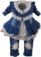 adorable yao infant girls clothes set - 3pcs toddler casual outfits with lace dress, jacket, and jeans logo