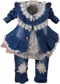 img 1 attached to Adorable Yao Infant Girls Clothes Set - 3Pcs Toddler Casual Outfits With Lace Dress, Jacket, And Jeans