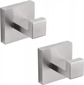 img 4 attached to VELIMAX Brushed Stainless Steel Square Towel, Robe, And Coat Hooks - Heavy Duty Wall Mounted Luxury Hooks For Bathroom And Hotel - Pack Of 2